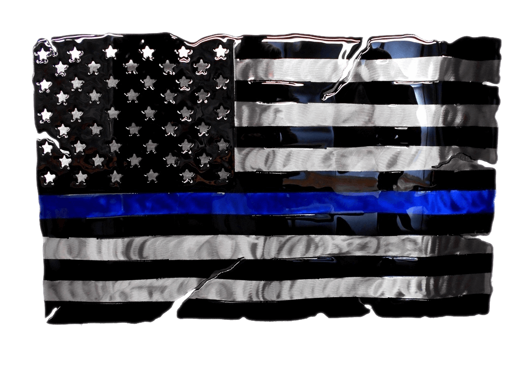 Molten Metal Sign - Tattered Blue Line