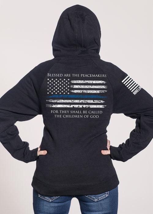 Women's V-Neck Hoodie - Thin Blue Line