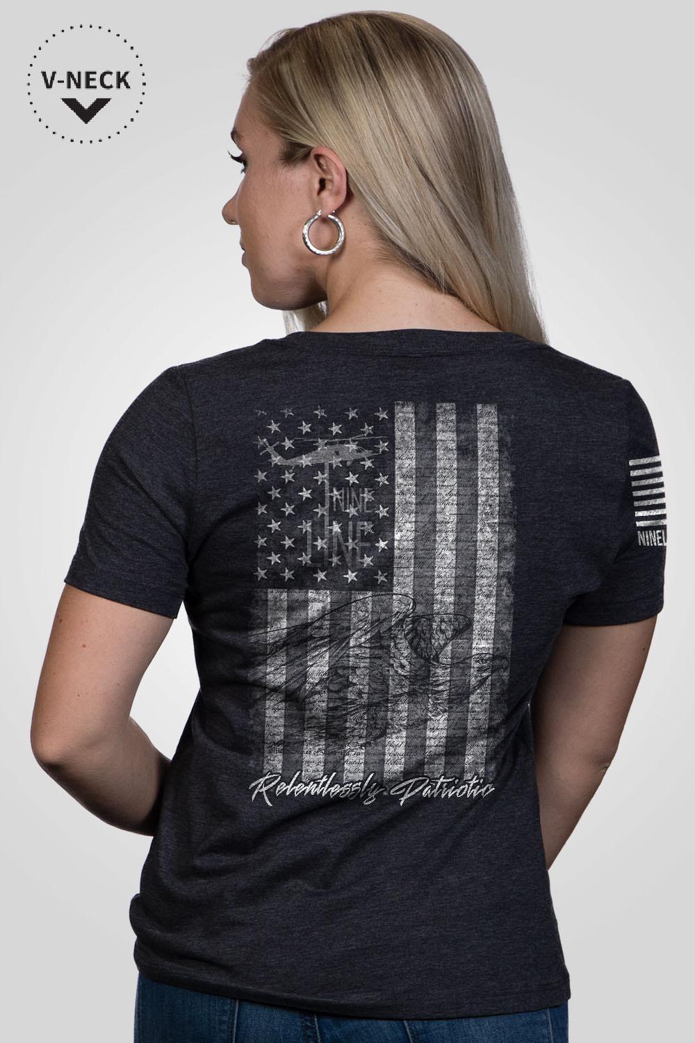 Women's Relaxed Fit V-Neck Shirt - American Drop Line