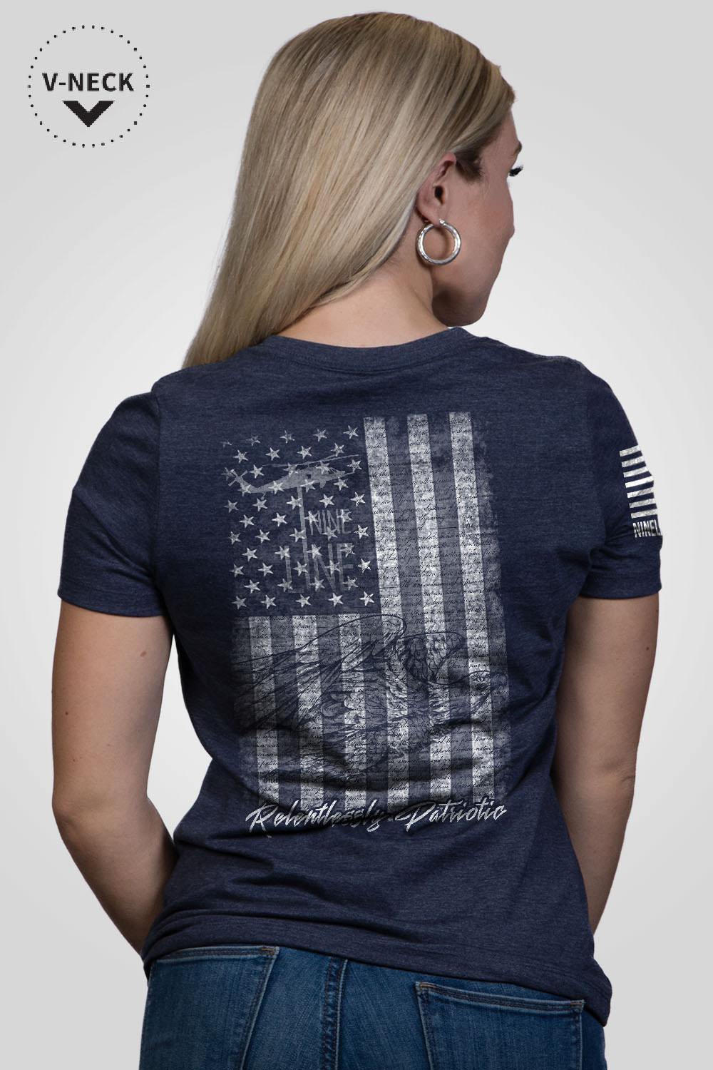 Women's Relaxed Fit V-Neck Shirt - American Drop Line