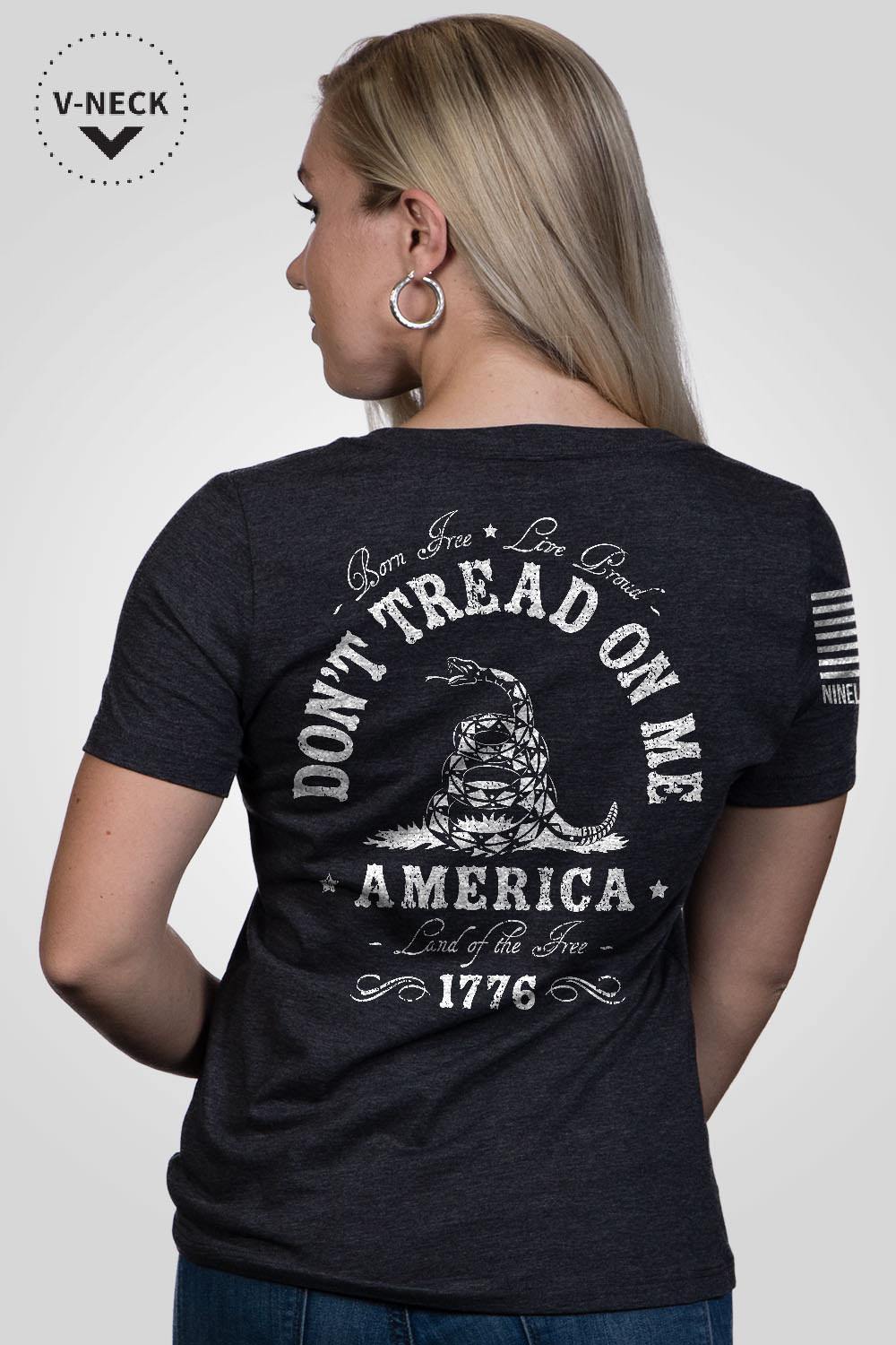 Women's Relaxed Fit V-Neck Shirt - Don't Tread On Me