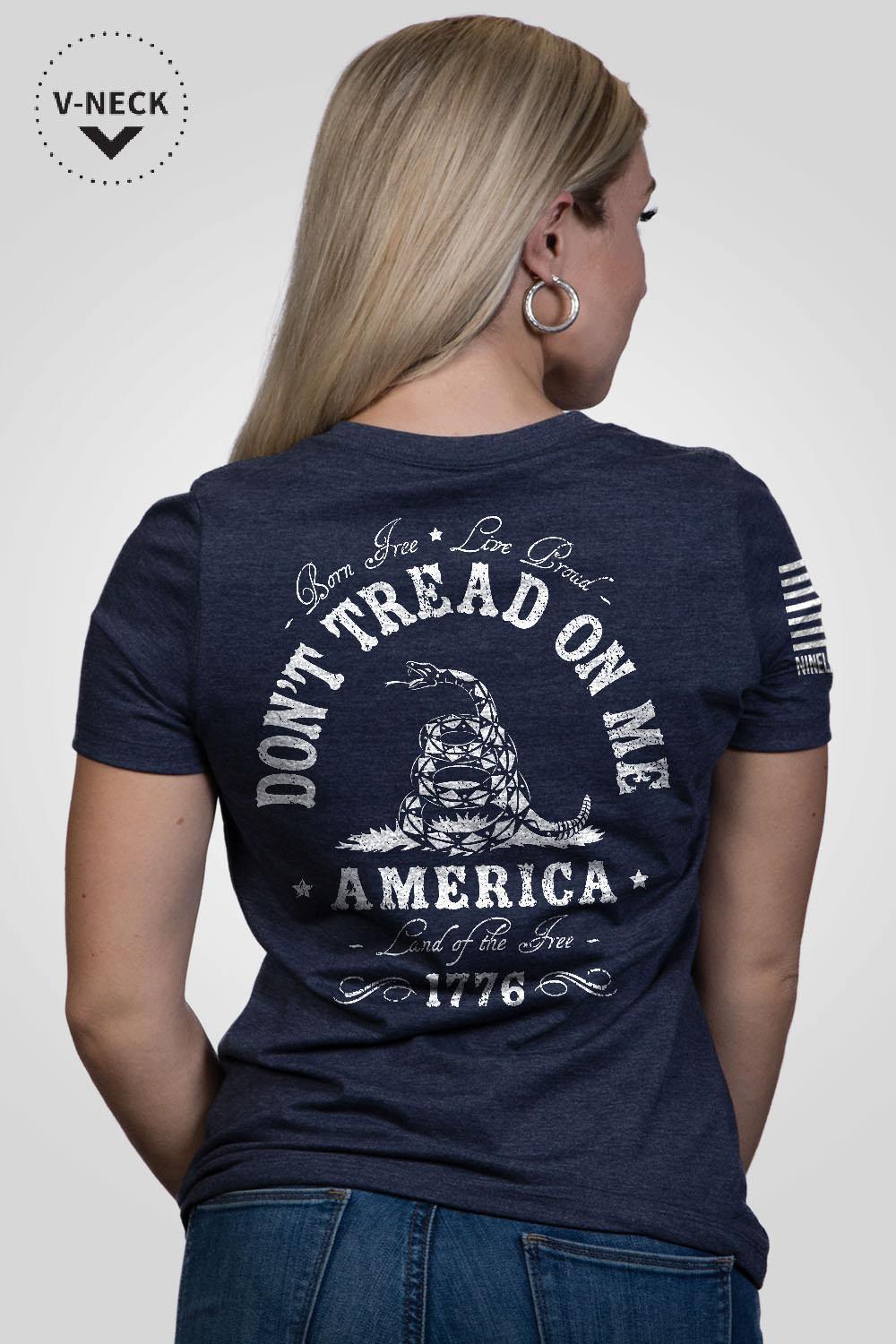 Women's Relaxed Fit V-Neck Shirt - Don't Tread On Me