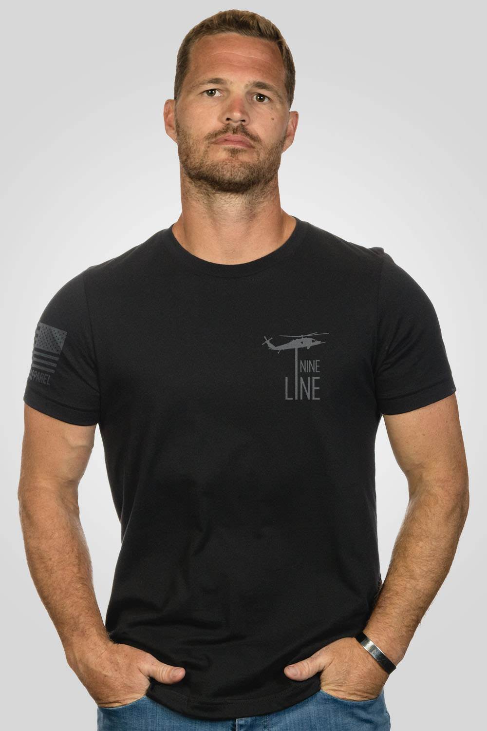 Basic Tee - Grey Drop Line