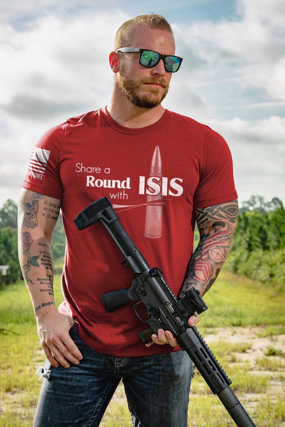Mens T-Shirt - Share A Round with ISIS