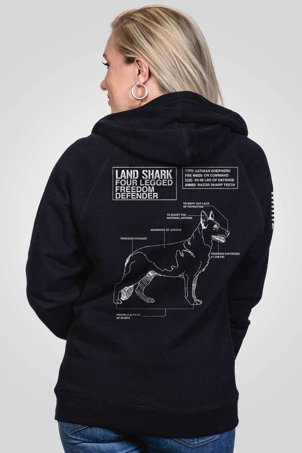 Women's V-Neck Hoodie - Land Shark