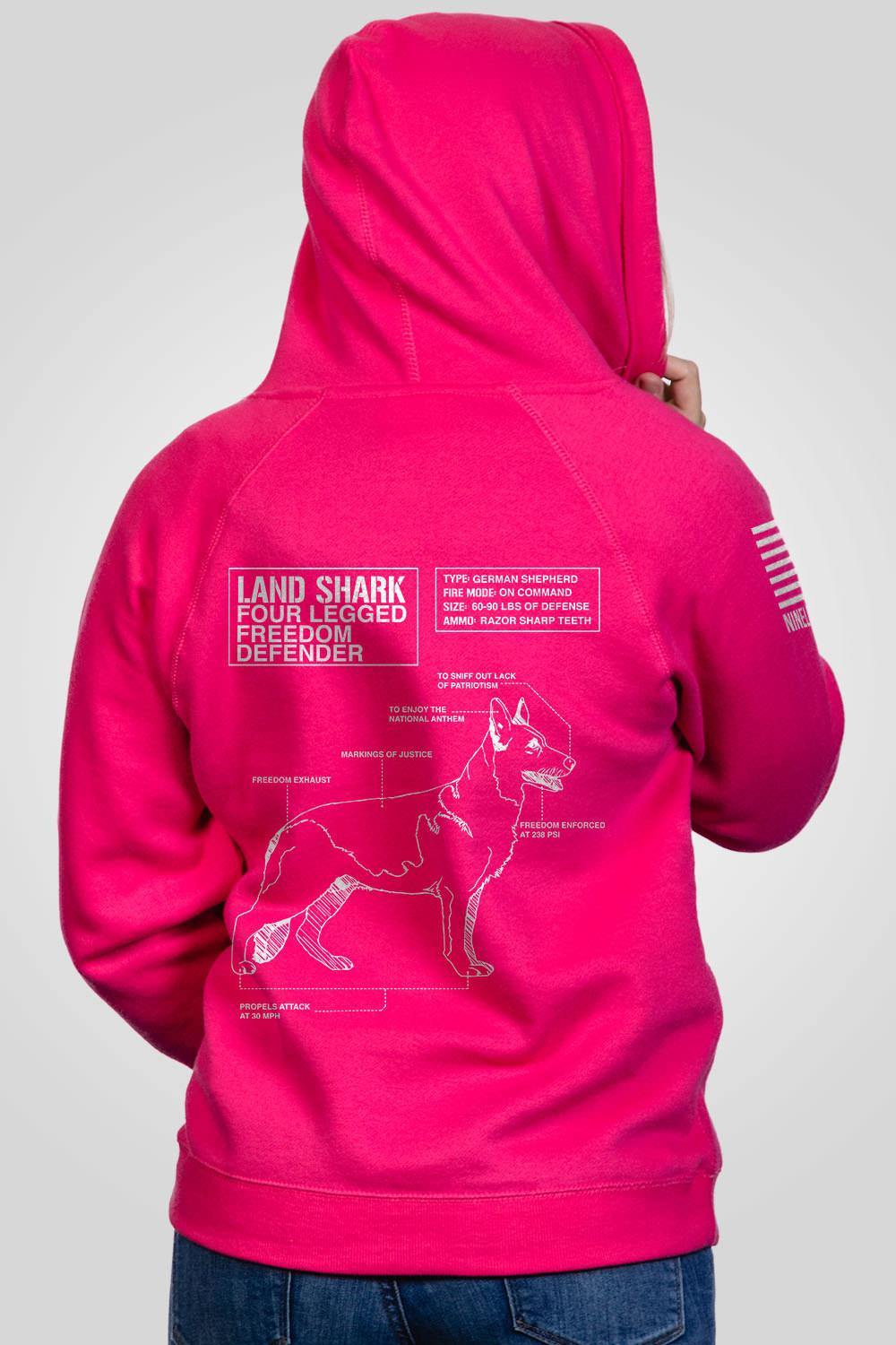 Women's V-Neck Hoodie - Land Shark