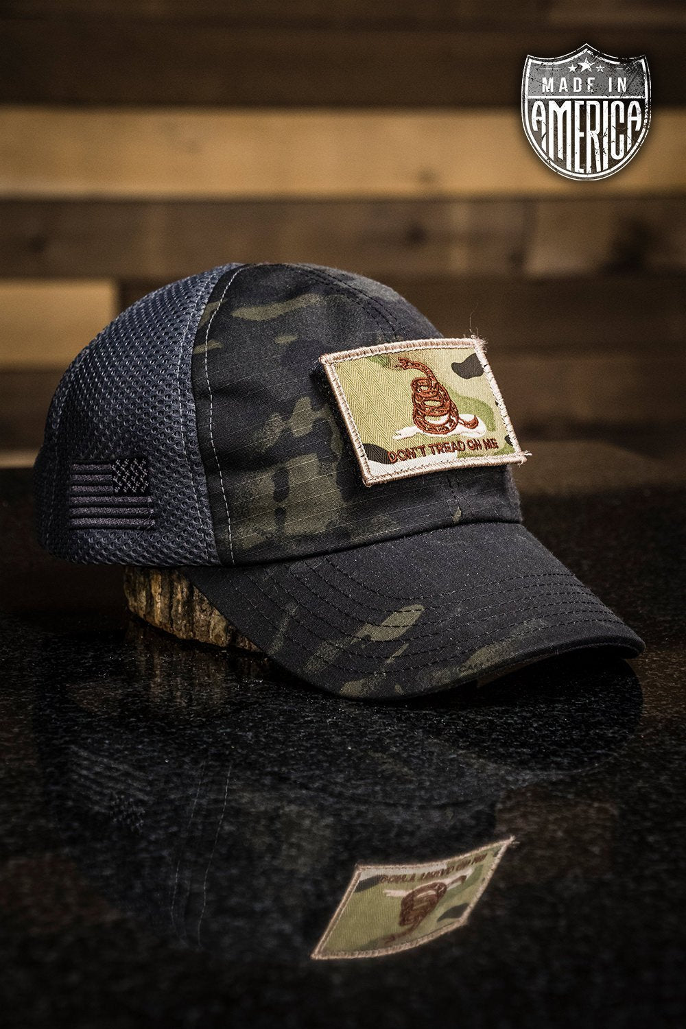 Dark American Made Mesh Back Hat with Patch