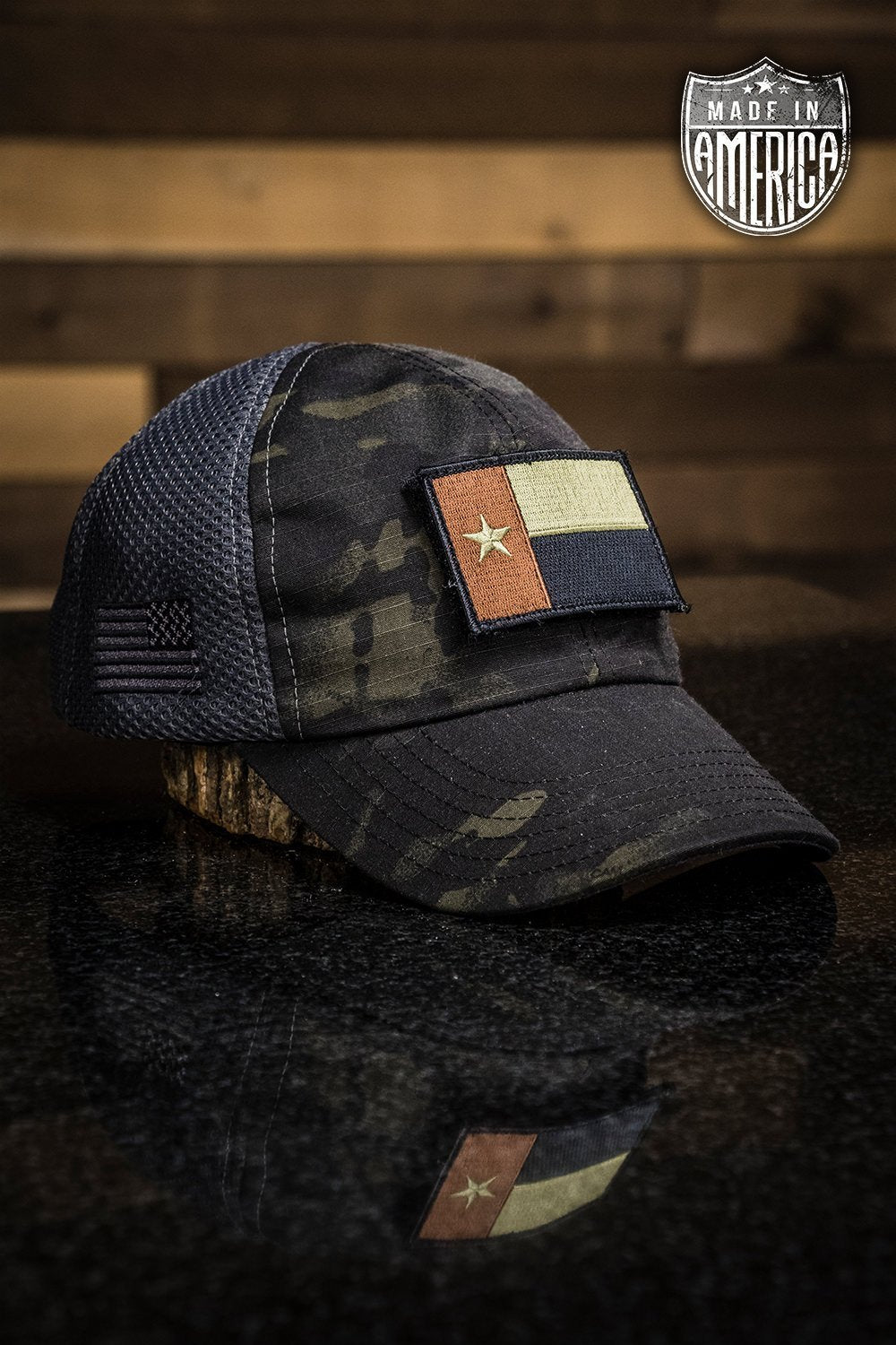 Dark American Made Mesh Back Hat with Patch