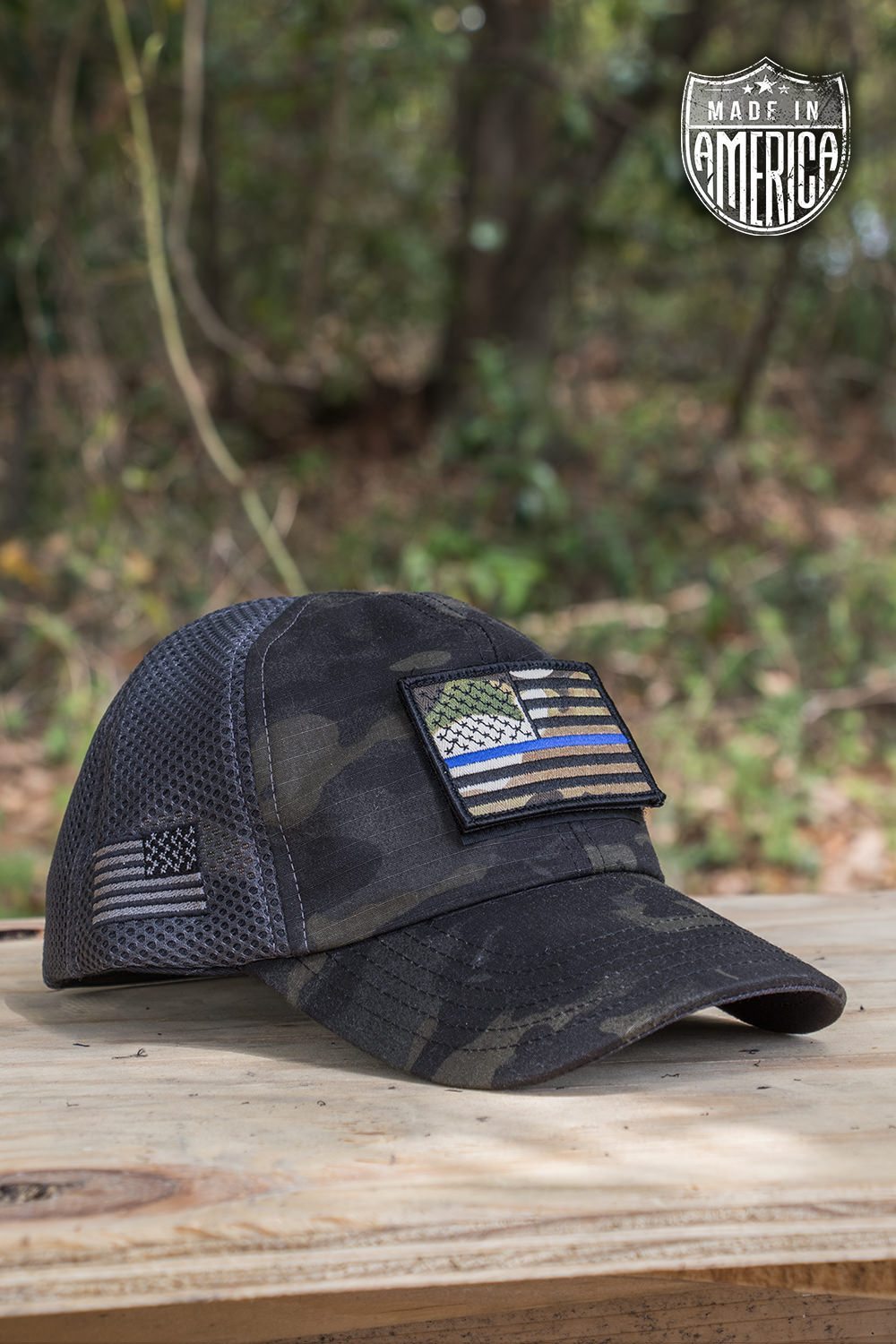 Dark American Made Mesh Back Hat with Patch