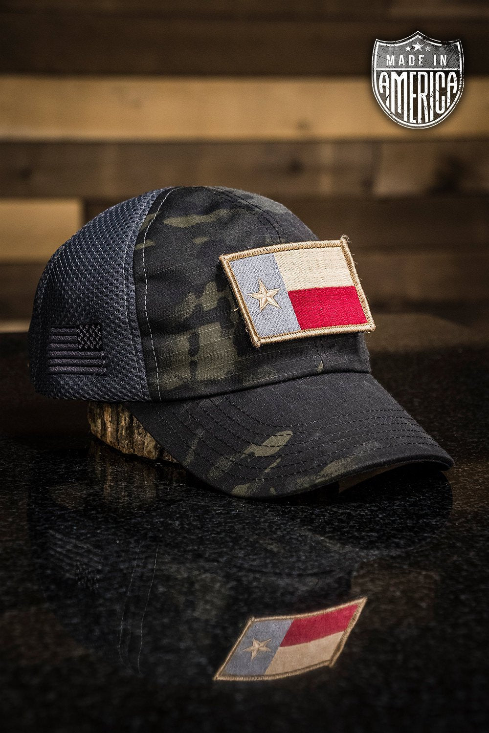 Dark American Made Mesh Back Hat with Patch