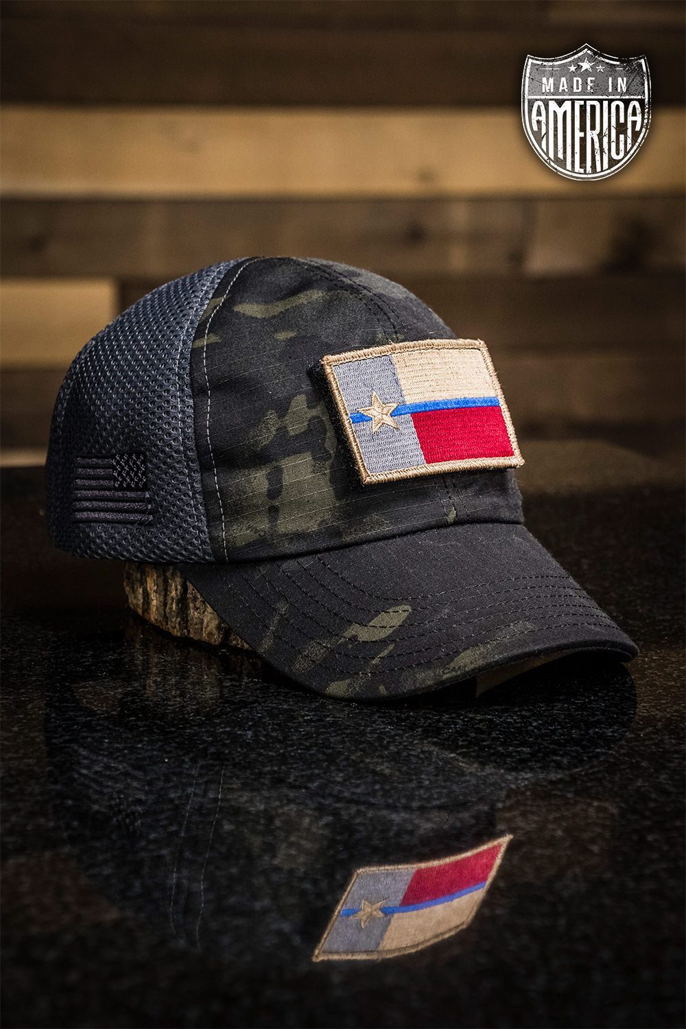 Dark American Made Mesh Back Hat with Patch