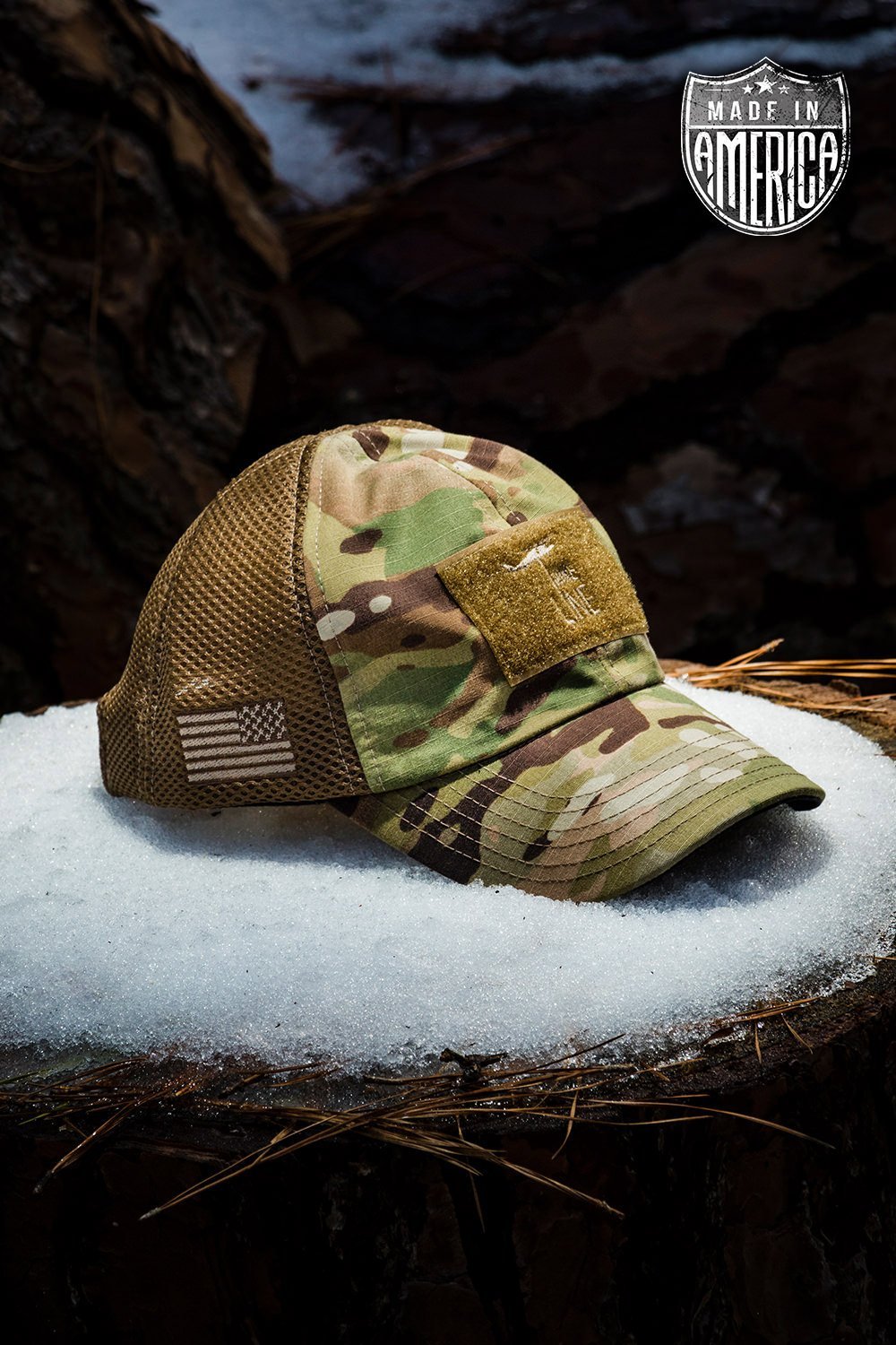 American Made Mesh Back Hat with Drop Line