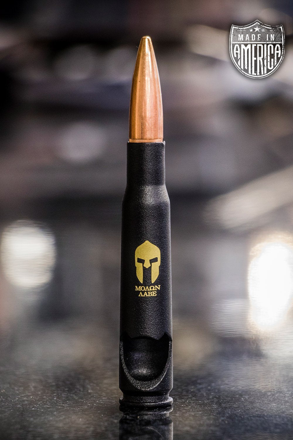American Made 50 Cal Bottle Opener - Molon Labe Black