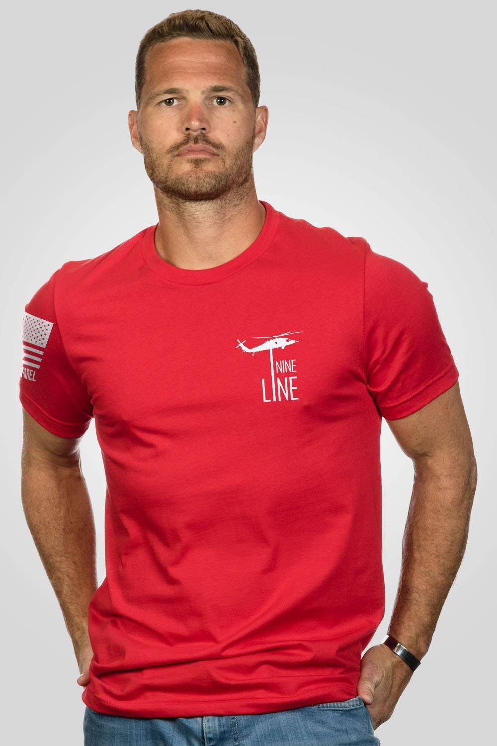 Mens T-Shirt - RED Remember Everyone Deployed