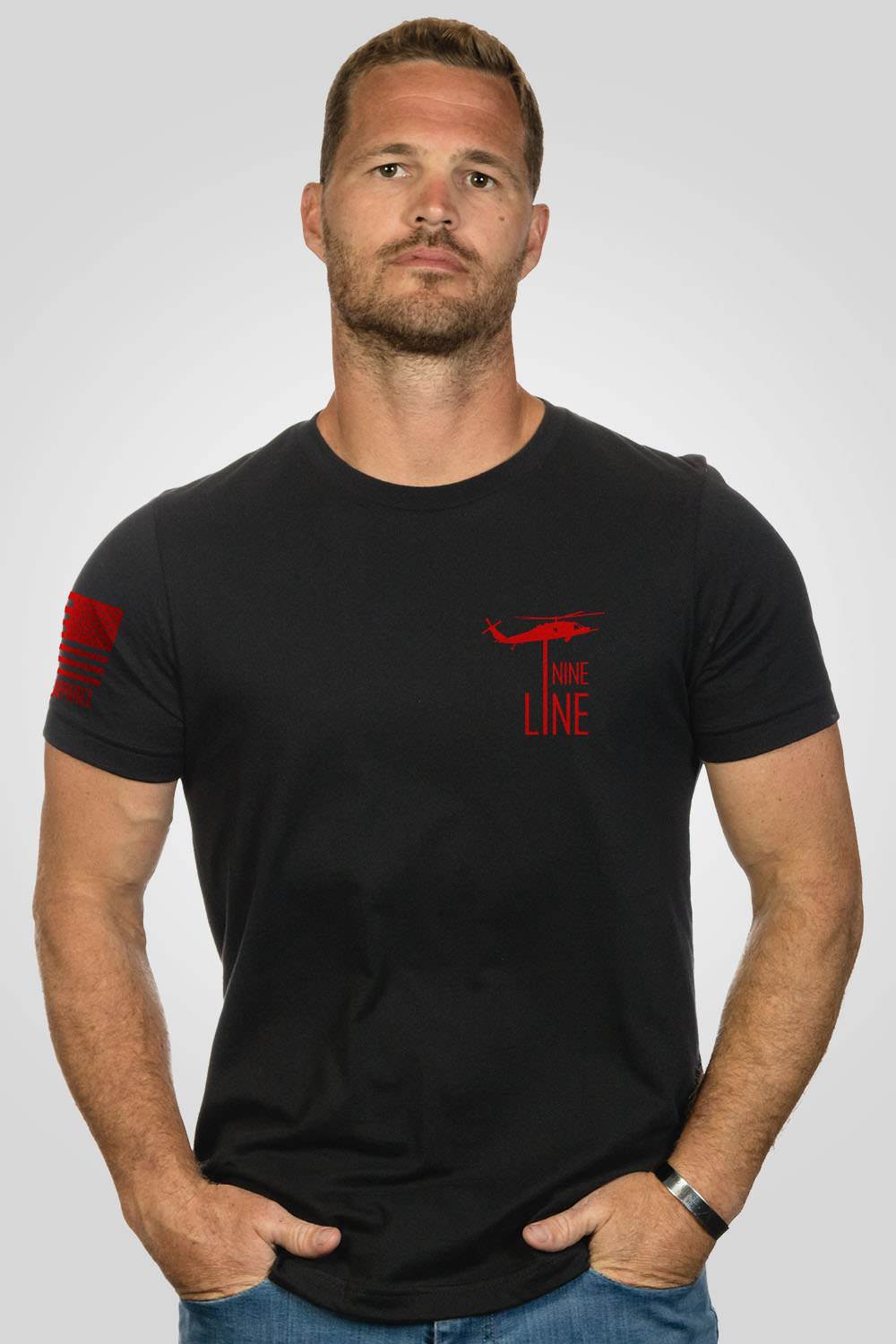 Basic Tee - Red Drop Line