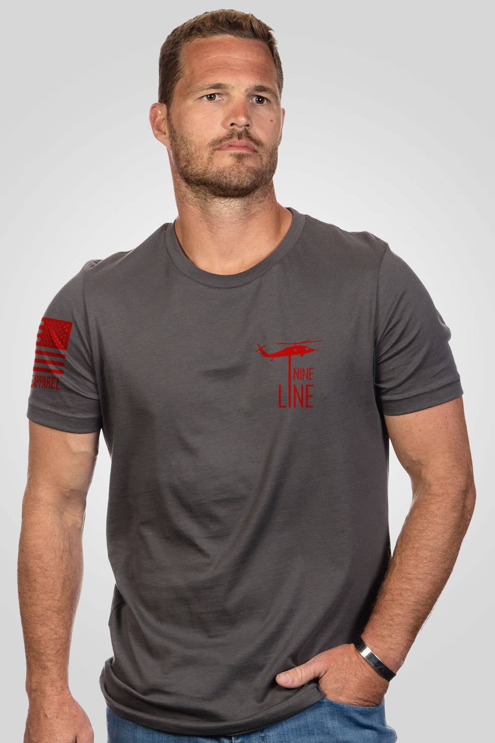 Basic Tee - Red Drop Line