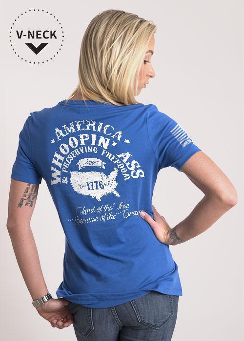 Womens Relaxed Fit V-Neck - Whoopin Ass