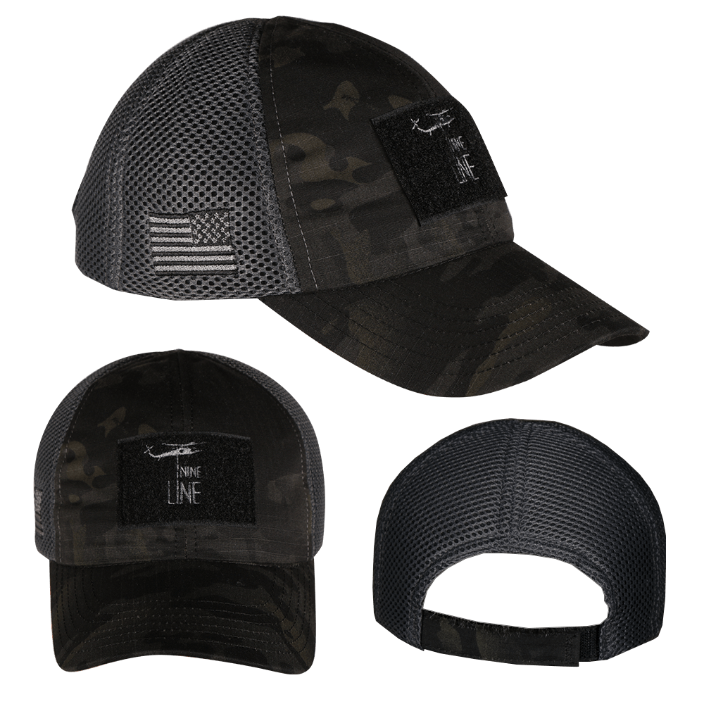 Dark American Made Mesh Back Hat with Drop Line