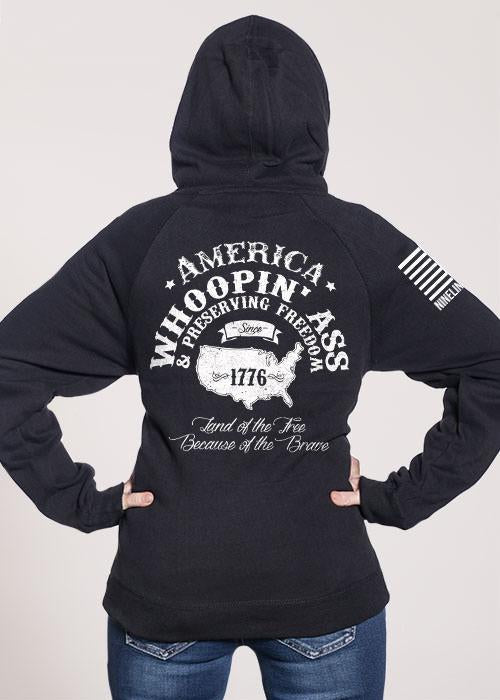 Women's V-Neck Hoodie - Whoopin' Ass